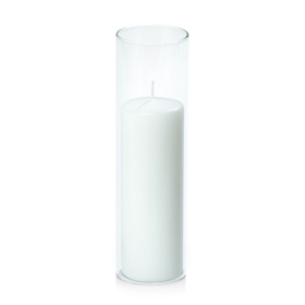 White 5cm x 15cm Pillar in 5.8cm x 20cm Glass